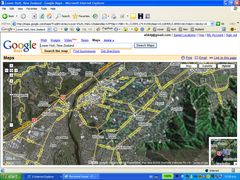 Anyway, here's what Google Maps currently looks like to me with its gap in street level satellite imagery coverage when I search for Lower Hutt.