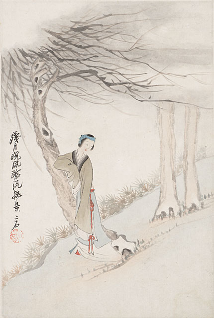 Album of Twelve Leaves- Figures in Landscape Settings, Leaf 11, Ren Xiong (1823-1857)