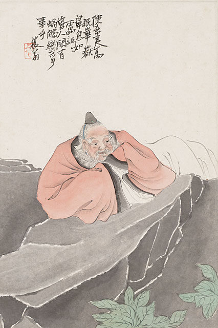Album of Twelve Leaves- Figures in Landscape Settings, Leaf 12, Ren Xiong (1823-1857)