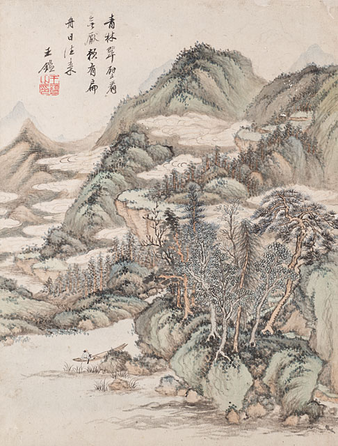 Album of Twelve Landscapes in Old Styles, Leaf 2, Wang Jian (1598-1677)