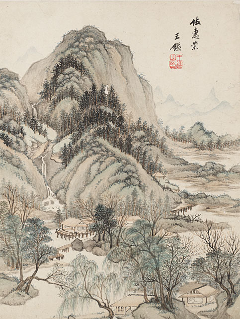 Album of Twelve Landscapes in Old Styles, Leaf 3, Wang Jian (1598-1677)
