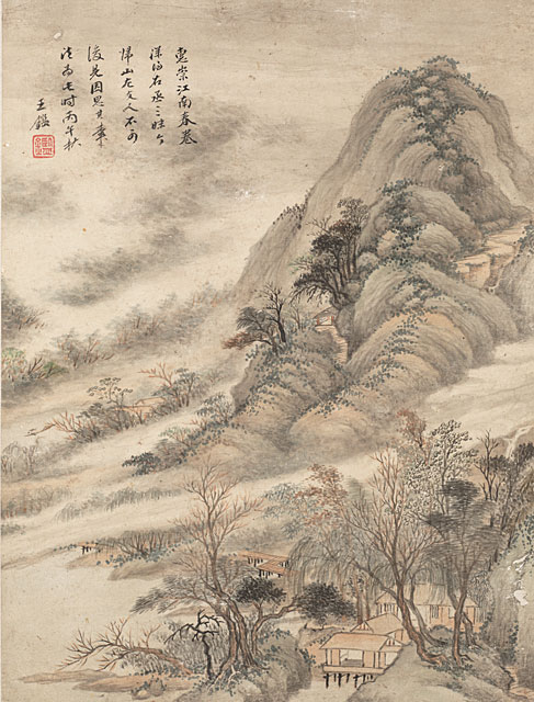 Album of Twelve Landscapes in Old Styles, Leaf 9, Wang Jian (1598-1677)