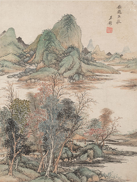 Album of Twelve Landscapes in Old Styles, Leaf 11, Wang Jian (1598-1677)