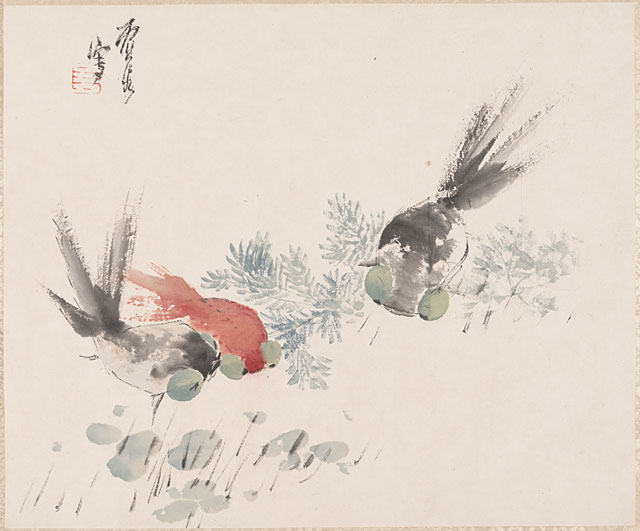 Album of Eight Leaves- Fish and Fruit, Leaf 2, Xu Gu (1824-1896)