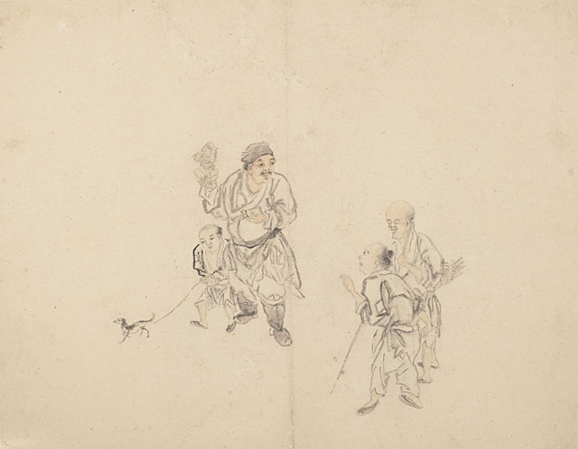 Album of Beggars and Street Entertainers, Leaf 12, Huang Shen (1687-1772)