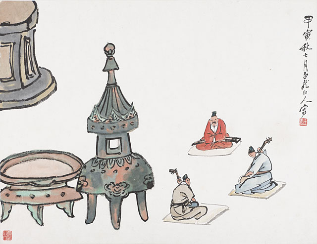 Album of Ten Leaves- Figures and Landscapes, Leaf 10, Wang Jian (1598-1677)