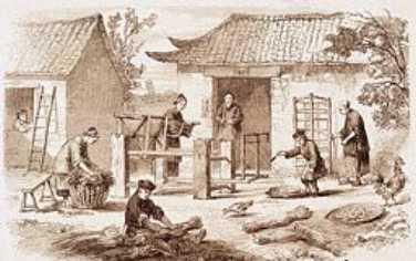 Art Imitating Life, Life, Illustration, 19th century silk production.