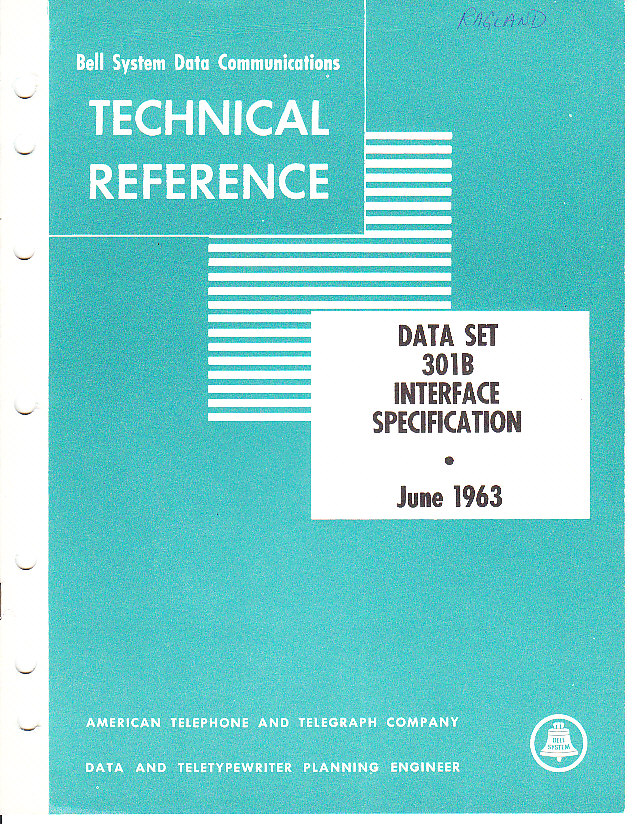 Data Set 301 B Interface Specs, 1963