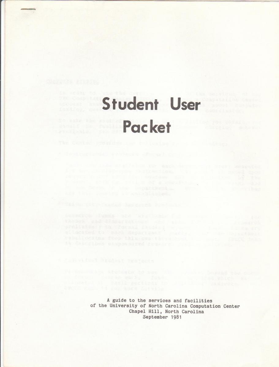Student User Packet 1981