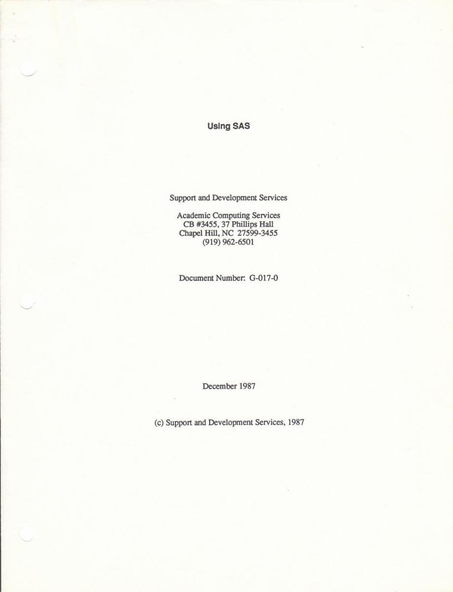 Using SAS 1987 