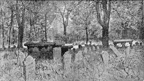 A city cemetery, perhaps the Old Granary,
behind Houghton-Mifflin