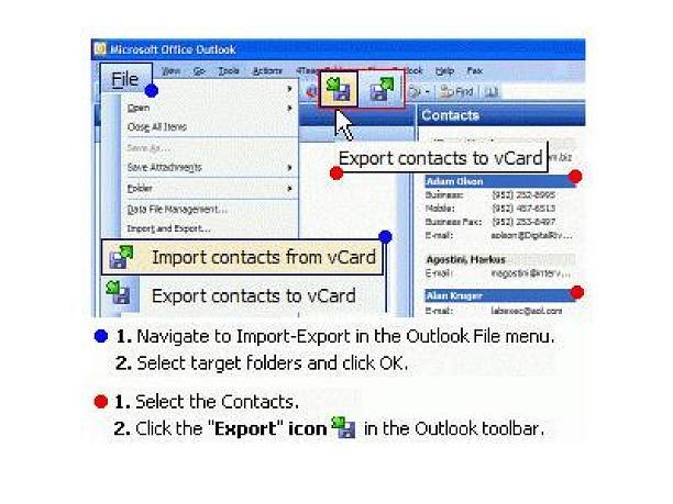 vcard screen shot