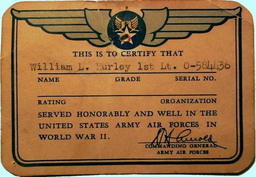 Wallet card for honorably-discharged AAF veterans.