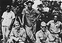 Capt Wilfred H. Tetley (left) of the Army Signal Corps and Capt Kenneth P. Bergquist of the 14th Pursuit Wing, pictured with members of the radar site survey team, in 1941