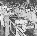 Huge mess hall, located in the center of the consolidated barracks