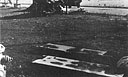 Blood-stained stretchers, awaiting the next load of casualties