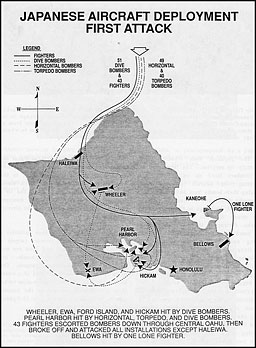 Map: Japanese Aircraft Deployment, First Attack