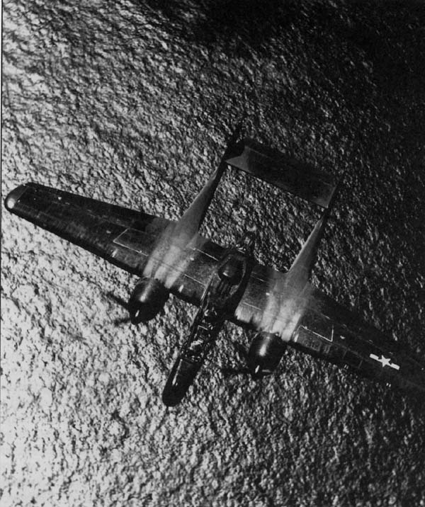 P-61, view from overhead over the ocean