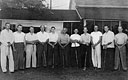 Herbert played in the Four City Golf Tournament held in Farmer City, Illinois in 1948. Left to right: Les Hammersmith, Arch Woods, Joe Dubson, Bill McCann, Herbert Bradley, Elmer Priebe, Eugene Ellis, Bob Heath, Bob Keith, Bill Burgess, and Dwight Wilkey, all members of the Monticello Golf Club.