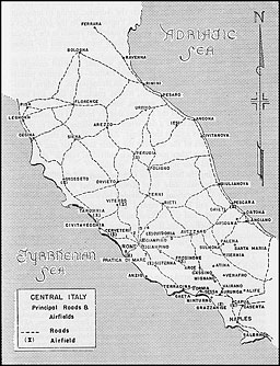 Central Italy: Principal Roads and Airfields