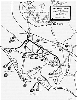 Map: Anzio Landings and the Initial Expansion of the Beachhead January, 1944