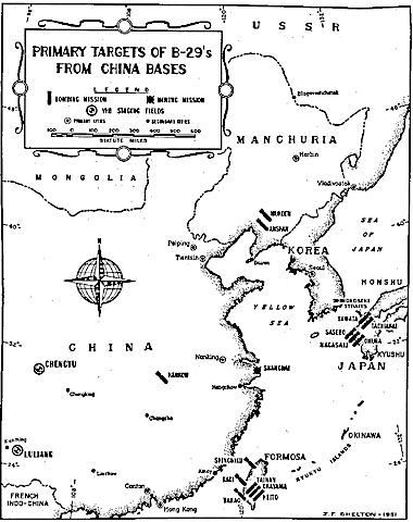 Map: Primary Targets of B-29's From China Bases