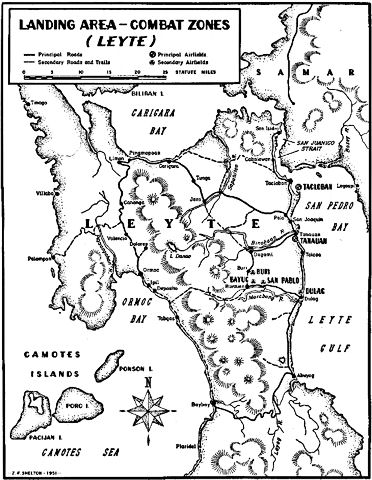 Map: Landing Area--Combat Zones (Leyte) 