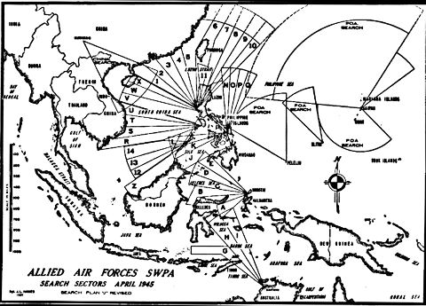 Map: Allied Air Forces SWPA Search Sectors April 1945