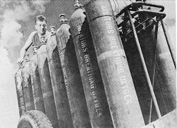 Image: SUPPLY ON GUAM; OXYGEN FOR B-29 CREWS