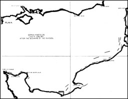 Plan 4.--German Minefields iad in June 1944 after the Beginning of the Invasion