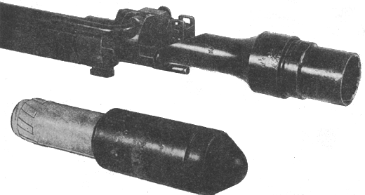 Rifled-type grenade launcher with armor piercing (hollow charge) rifle 