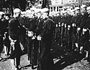 Recruits' military drill at a naval training station