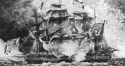 Painting: Constellation capturing the French National Frigate, l'lInsurgente