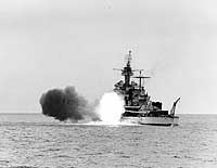 Photo # 80-G-316831 (cropped):  USS Colorado firing during the pre-invasion bombardment of Okinawa, 29 March 1945