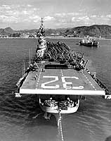 Photo # 80-G-434496:  USS Leyte in Sasebo harbor, Japan, November 1950