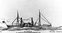 Photo # NH 42049:  Blockade runner Wando, which was later USS Wando.  Artwork by Erik Heyl