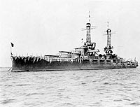 Photo # NH 44401: USS Oklahoma wearing camouflage paint, circa 1917