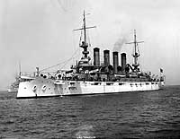 Photo # NH 50093:  USS Tennessee at anchor, circa 1907.
