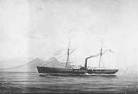 Photo # NH 53730-A:  USS Gettysburg in the Bay of Naples, 1878.  Painting by De Simone