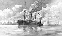 Photo # NH 57822:  USS Varuna.  Artwork by R.G. Skerrett
