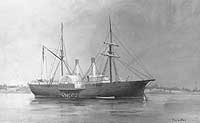 Photo # NH 57840:  USS Quaker City.  Artwork by Clary Ray