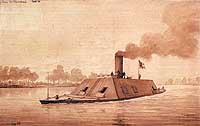 Photo # NH 61912-KN: Confederate ironclad Arkansas.  Artwork by R.G. Skerrett