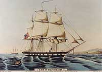 Photo # NH 66524-KN:  USS Vincennes.  Lithograph by N. Currier, 1845