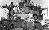 Photo # NH 82102:  View on board USS Memphis while she was being stripped of supplies and equipment, shortly after she was wrecked