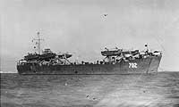 Photo # NH 84694:  USS LST-702 at anchor, circa 1945-1946