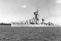 Photo # NH 97909:  USS Maddox entering Pearl Harbor, August 1966