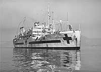 Photo # NH 98753:  USS Samaritan in San Francisco Bay, California, between August 1945 and June 1946.