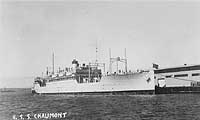 Photo # NH 99601:  USS Chaumont alongside a pier.