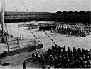 A general view of the parade
ground of H.M.I.S. Himalaya as Vice-Admiral Godfrey declares open the new
establishment