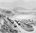 Some of the hundreds of Italian vehicles abandoned on the road to Amba Alagi.